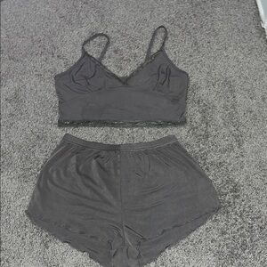 Women's Gray Lace Trim Cami Top